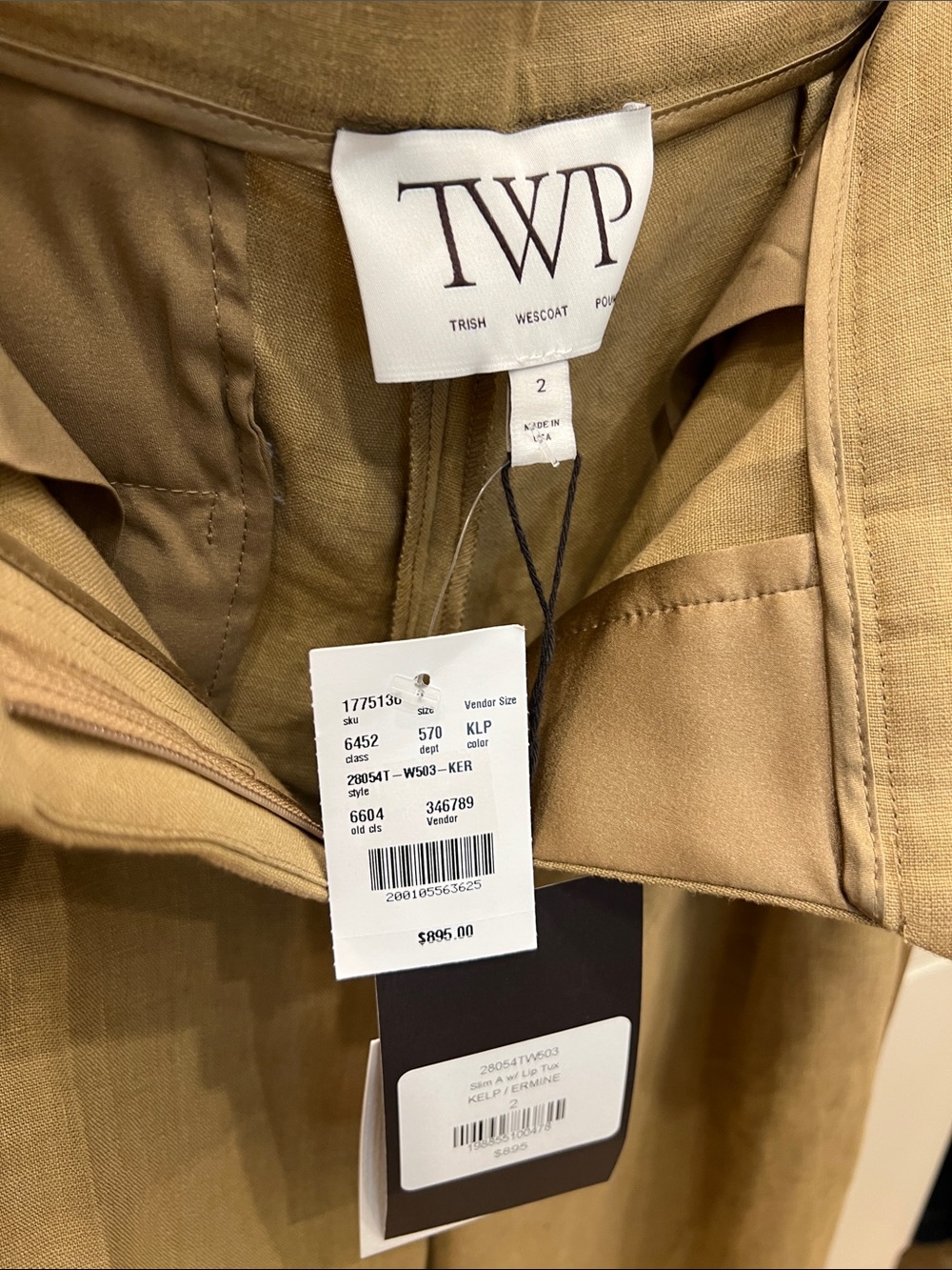 Trish Wescoat Women's Tan Linen pants with leather